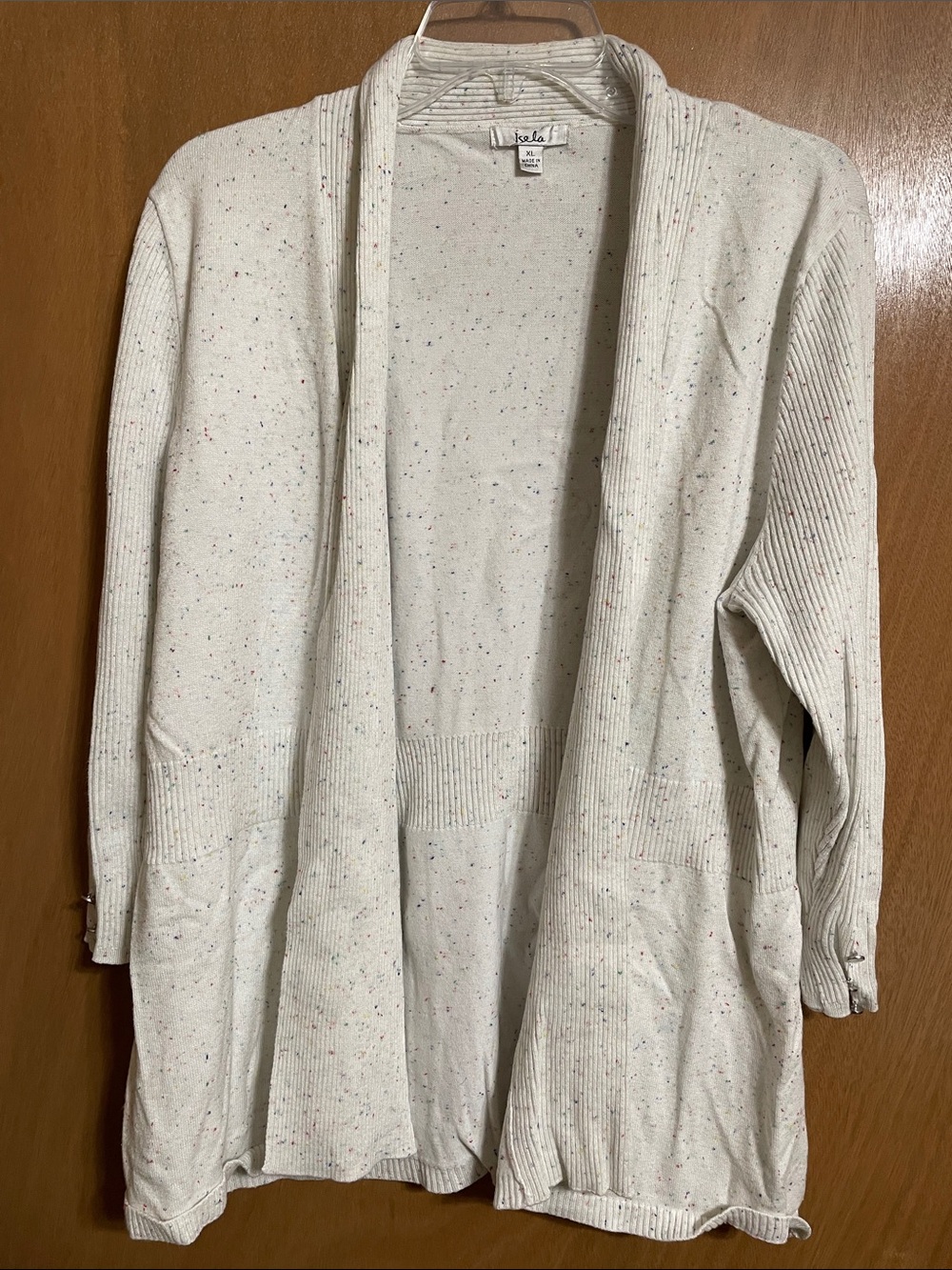 Kensie Cream Speckled Open Cardigan